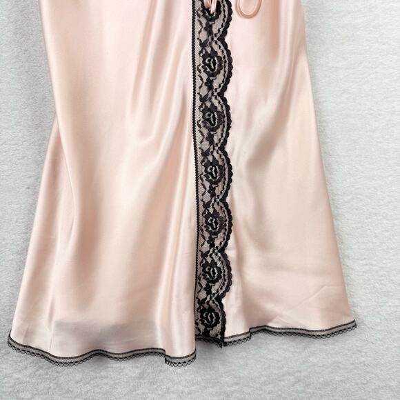 Victoria’s Secret Y2K Satin Lace Trim Chemise Slip Dress Baby Pink/Black Size M - Picture 4 of 15
